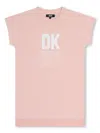 Dkny Logo-print Organic Cotton Dress In Pink