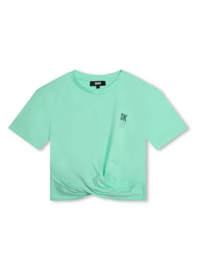 Dkny Kids' Logo-print Organic Cotton T-shirt In Green