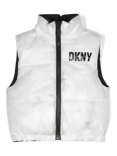 Dkny Kids' Logo-print Padded Gilet In White
