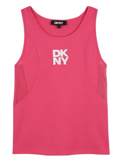 Dkny Kids' Logo-print Racerback Tank Top In Pink