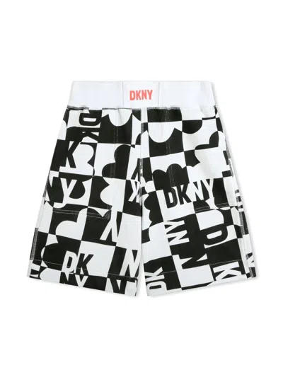 Dkny Kids' Logo-print Reversible Cotton Shorts In Black