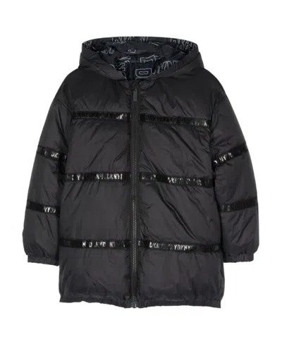 Dkny Logo-print Reversible Padded Jacket In Black