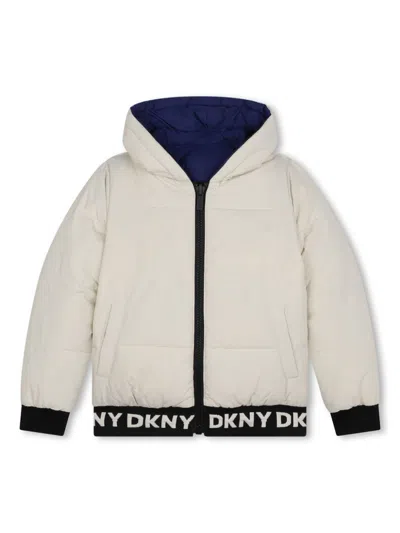 Dkny Kids' Logo-print Reversible Puffer Jacket In Blue