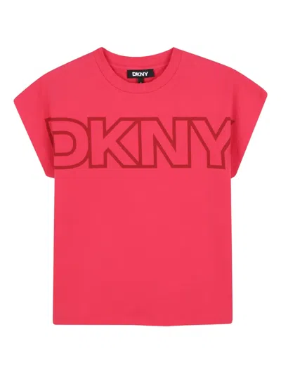 Dkny Kids' Logo-print Short-sleeve T-shirt In Pink