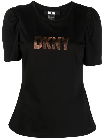 Dkny Logo-print Short-sleeved Cotton T-shirt In Black
