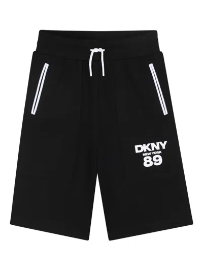 Dkny Kids' Logo-print Shorts In Black