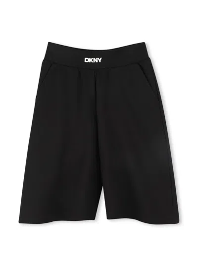 Dkny Kids' Logo-print Shorts In Black