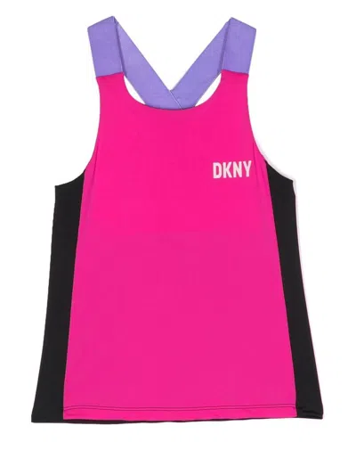 Dkny Kids' Logo-print Sporty Top In Pink