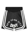 Dkny Logo-print Striped Bermuda Shorts In Black