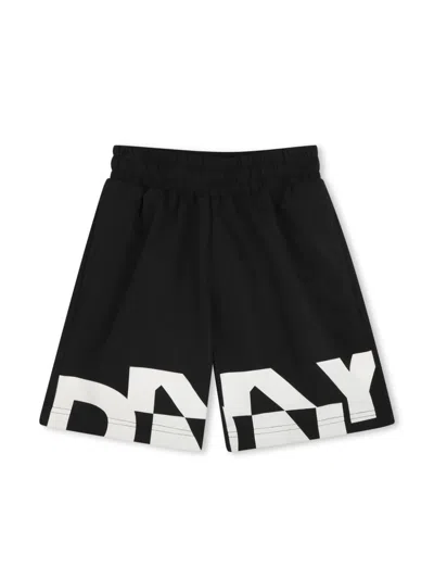 Dkny Kids' Logo-print Swim Shorts In Black
