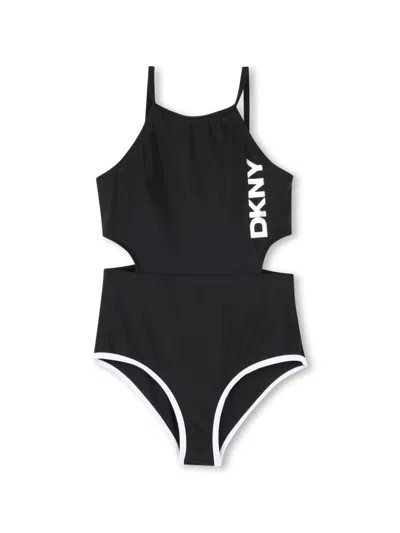 Dkny Kids' Logo-print Swimsuit In Black