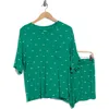 Dkny Logo Print T-shirt & Boxer Pajamas In Green