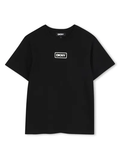 Dkny Kids' Logo-print T-shirt In Black