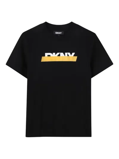 Dkny Kids' Logo-print T-shirt In Black