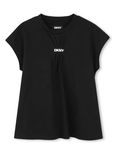 Dkny Kids' Logo-print T-shirt In Black