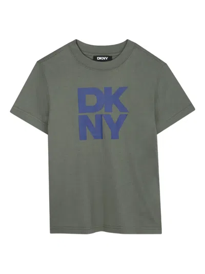 Dkny Kids' Logo-print T-shirt In Gray