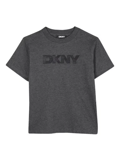 Dkny Kids' Logo-print T-shirt In Gray