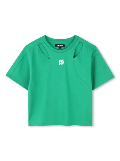 Dkny Kids' Logo-print T-shirt In Green