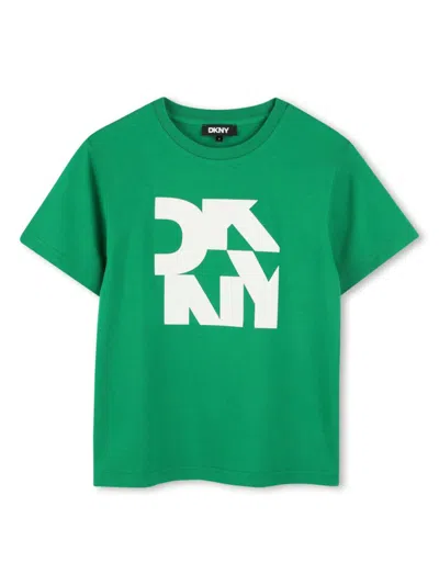 Dkny Kids' Logo-print T-shirt In Green