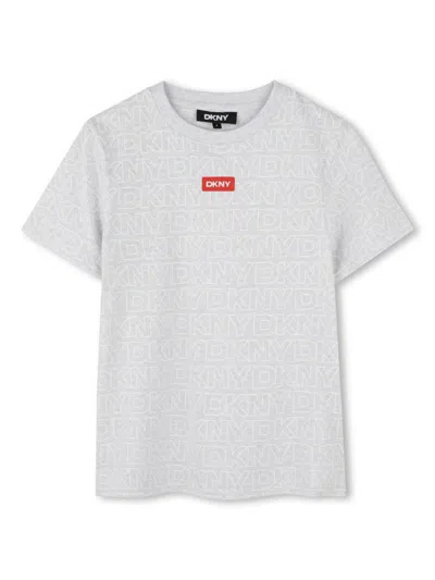 Dkny Kids' Logo-print T-shirt In Grey