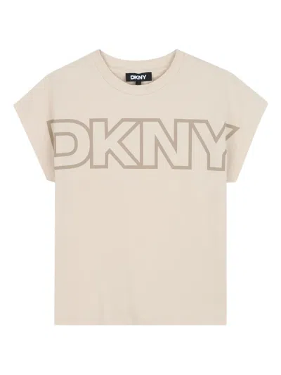 Dkny Kids' Logo-print T-shirt In Neutral