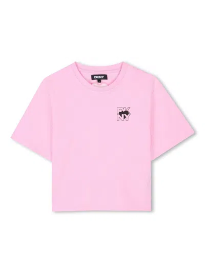 Dkny Kids' Logo-print T-shirt In Pink