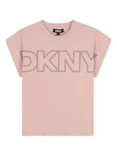 Dkny Kids' Logo-print T-shirt In Pink