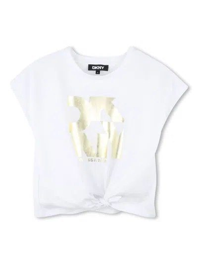Dkny Kids' Logo-print T-shirt In White