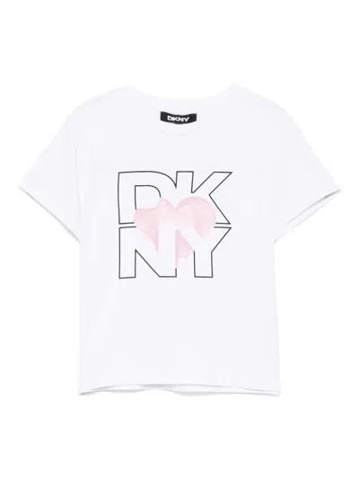 Dkny Kids' Logo-print T-shirt In White