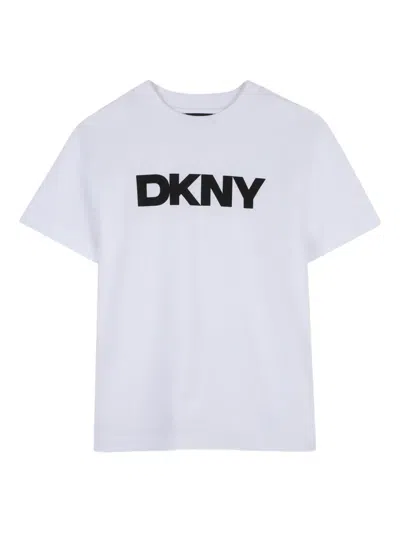 Dkny Kids' Logo-print T-shirt In White