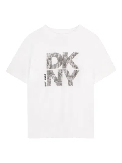 Dkny Kids' Logo-print T-shirt In White