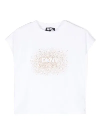 Dkny Kids' Logo-print T-shirt In White