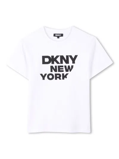 Dkny Kids' Logo-print T-shirt In White