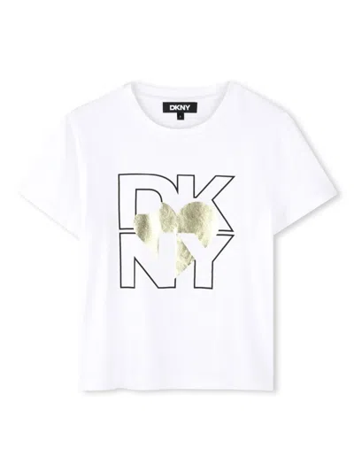 Dkny Kids' Logo-print T-shirt In Gold