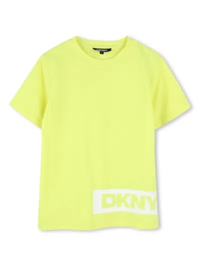 Dkny Kids' Logo-print T-shirt In Yellow