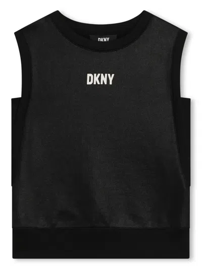 Dkny Kids' Logo-print Tank Top In Black