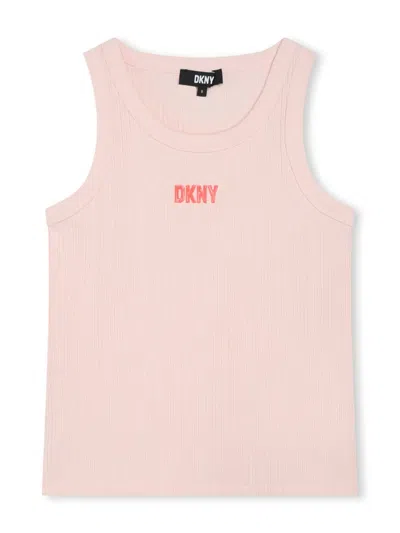 Dkny Kids' Logo-print Tank Top In Pink