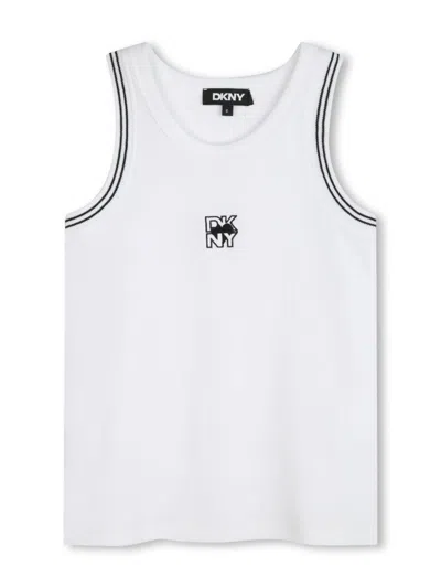 Dkny Kids' Logo-print Tank Top In White