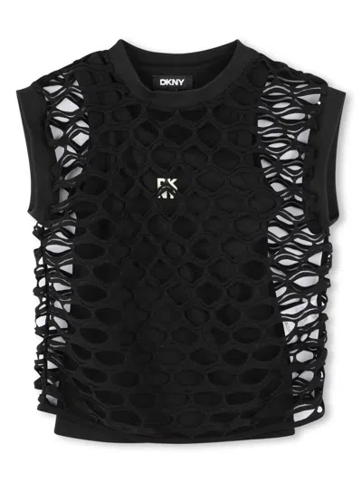 Dkny Kids' Logo-print Top In Black