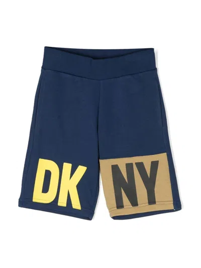 Dkny Kids' Logo-print Track Shorts In 蓝色