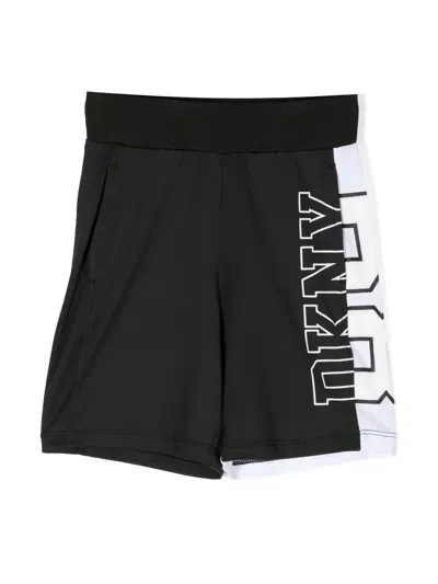 Dkny Kids' Logo-print Track Shorts In Black