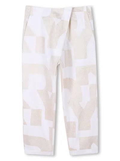 Dkny Kids' Logo-print Trousers In Neutrals