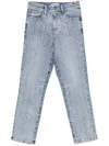Dkny Logo-rhinestone Jeans In Blue