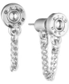 Dkny Silver-tone Attached Chain Front-back Earrings, Created For Macy's In Silver