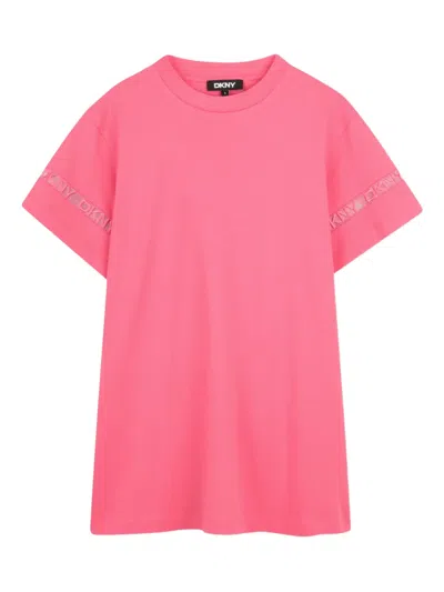 Dkny Kids' Logo Short-sleeve Dress In Pink