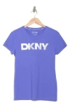 Dkny Logo Short Sleeve T-shirt In Blue Iris/silver