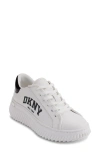 Dkny Women's Leon Lace-up Logo Sneakers In Bright White/blue