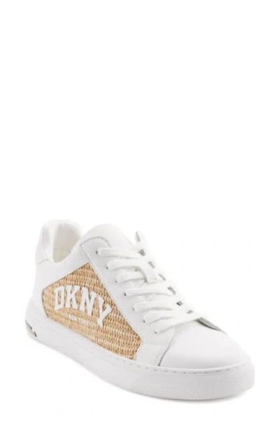 Dkny Logo Sneaker In White/natural