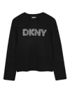 Dkny Logo-studded Long-sleeve T-shirt In Black
