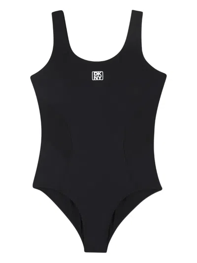 Dkny Kids' Logo Swimsuit In Black